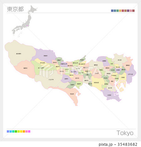 東京 東京都 地図 ベクターのイラスト素材