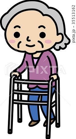 歩行器 シニアのイラスト素材