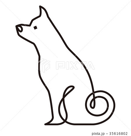 犬 日本犬 一筆書き 戌のイラスト素材
