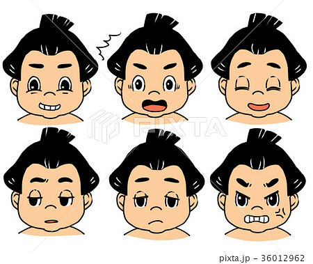 人物 顔 お相撲さん 表情のイラスト素材