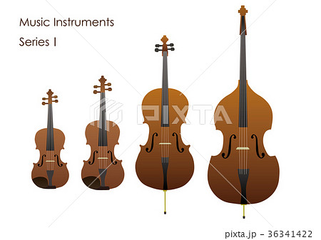 バイオリン ビオラ チェロ コントラバスのイラスト素材