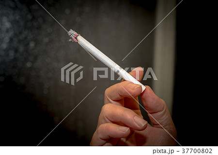タバコ 手元 持つ 煙草の写真素材