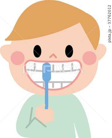 歯磨きする男の子のイラスト素材