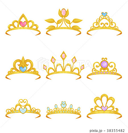 Collection Of Various Royal Crowns Decorated Withのイラスト素材 3554