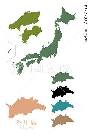 香川県 日本列島 日本地図 日本の写真素材
