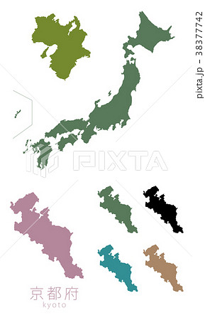 京都府 日本列島 日本地図 日本のイラスト素材
