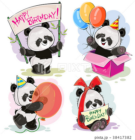 ぱんだ パンダ お誕生日 バースデーのイラスト素材