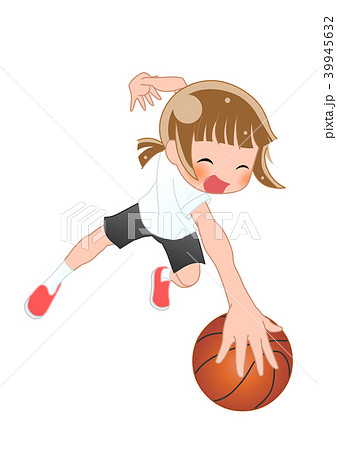 ドリブル 女子バスケットボール 女子バスケ バスケットボールの写真素材