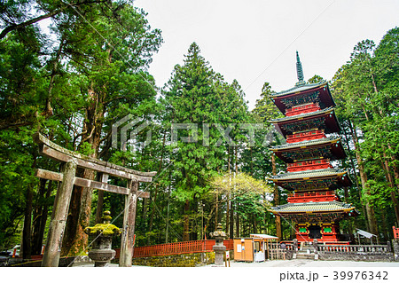 日光東照宮五重塔の写真素材