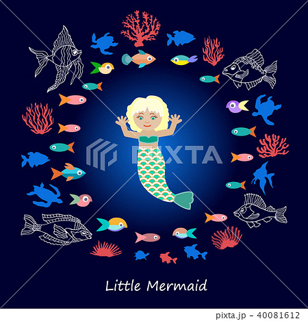 人魚姫のシルエットのイラスト素材