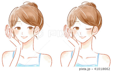 美容 スキンケア 女性 代のイラスト素材