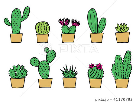 小物 サボテン 植物 かわいいのイラスト素材