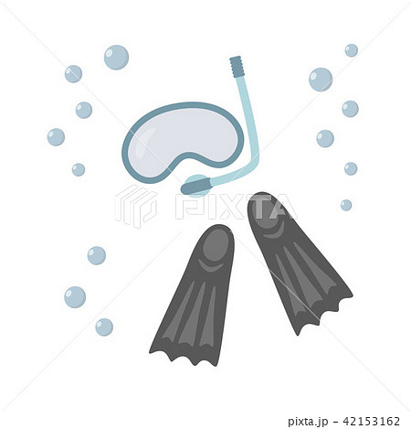 Diving mask and fins, isolated vector illustration, black