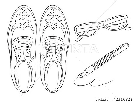 靴 紳士靴 白バック 革靴のイラスト素材