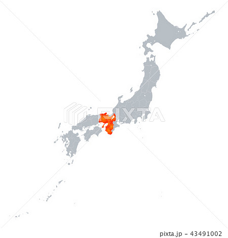 関西地方 ベクター 日本列島 日本地図のイラスト素材