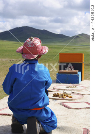 帽子 モンゴル 民族衣装 モンゴル帽子の写真素材