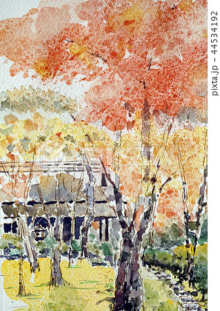 スケッチ 風景画 水彩画 紅葉のイラスト素材 - PIXTA