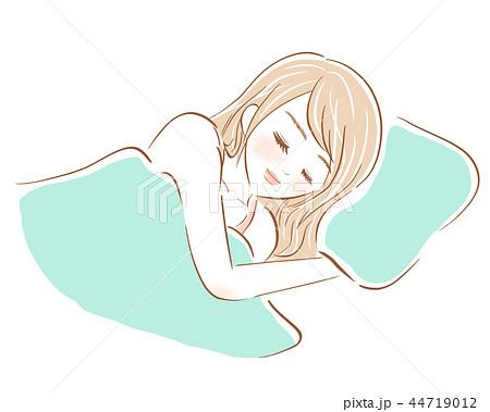 眠る 女性 睡眠 おしゃれのイラスト素材