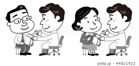 予防接種 インフルエンザ イラスト モノクロのイラスト素材