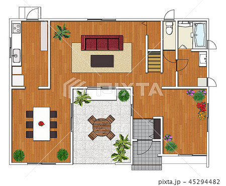 インテリア 部屋 間取り図 平面図のイラスト素材