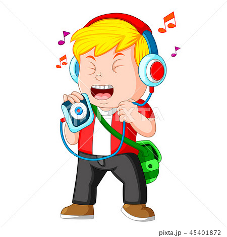ヘッドホン ヘッドフォン 男の子 子供のイラスト素材