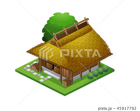 茅葺屋根の小屋のイラスト素材