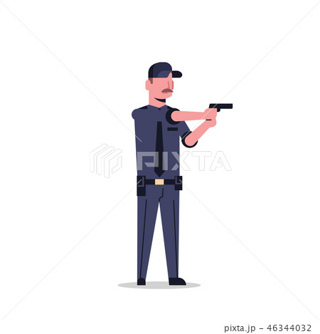 撃つ ピストル ガンマン 男性のイラスト素材