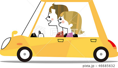 ドライブ デート カップル 運転のイラスト素材