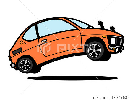 旧車 イラストカー 旧車イラスト かわいい車の写真素材