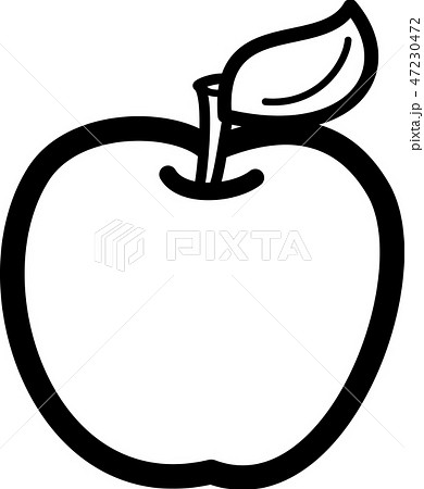 カットリンゴ 白黒のイラスト素材