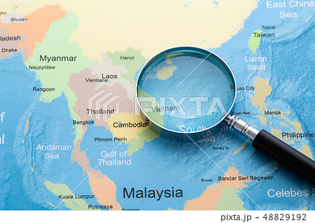 地図 カンボジア タイ ベトナムの写真素材