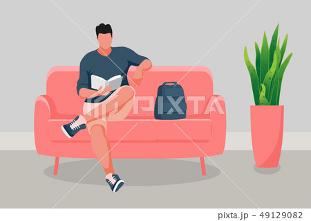 男 男性 ソファ 座るのイラスト素材