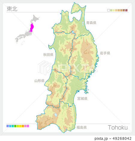 秋田県地図のイラスト素材