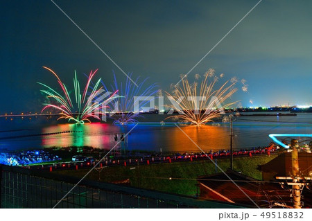 阿賀野川ござれや花火大会の写真素材