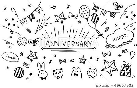 ベクター アニバーサリー 手書き 白黒のイラスト素材