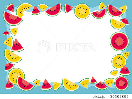 スイカ 果物 スライス フレームのイラスト素材 Pixta