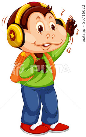 さる サル 猿 ヘッドフォンのイラスト素材