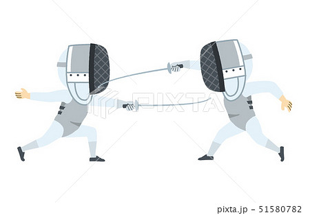 フェンシング 男性 突き サーベルのイラスト素材