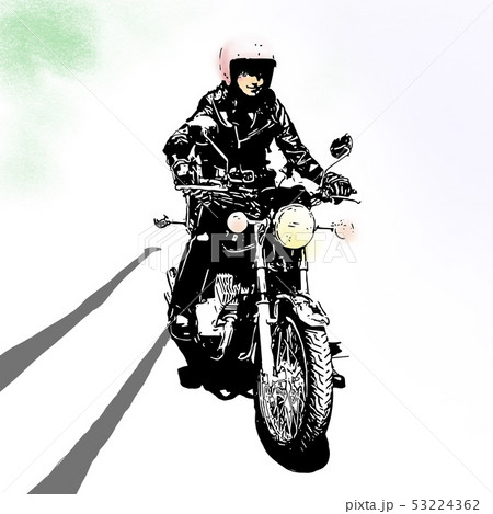 女性 バイク ツーリング バイク女子のイラスト素材