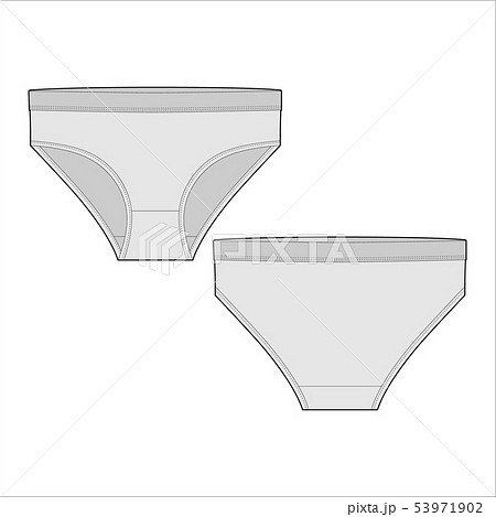 Girls knickers technical sketch. Lady lingerie. Female white