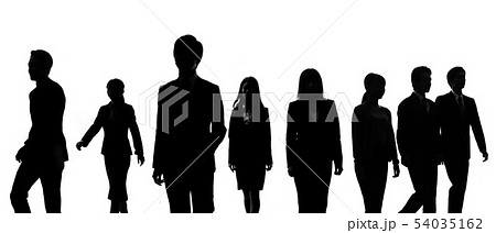 人混み 影 白黒 モノクロの写真素材