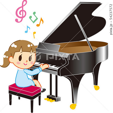 ピアノ 女の子 弾く 音楽のイラスト素材