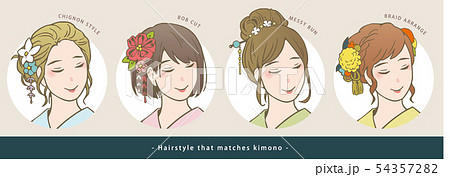 浴衣ヘアーのイラスト素材