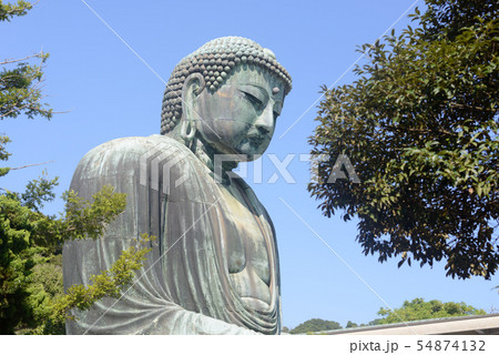 大仏 横顔 鎌倉の写真素材