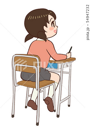 教室 学校 机 椅子 勉強 座るのイラスト素材