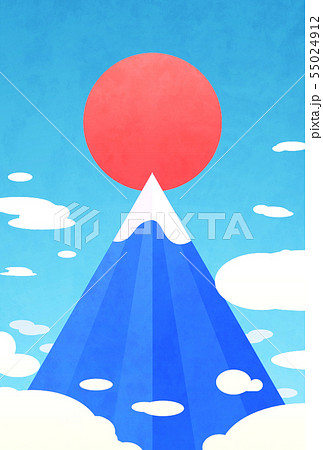 富士 富士山 日の出 太陽のイラスト素材
