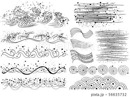 手描き 海鮮 ベクター 波のイラスト素材