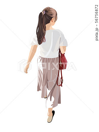 歩く 後ろ姿 女性 若いのイラスト素材