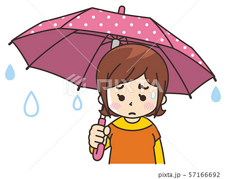 女性 雨 傘 憂鬱のイラスト素材