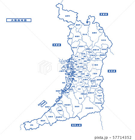 大阪 大阪府 地図 白地図のイラスト素材